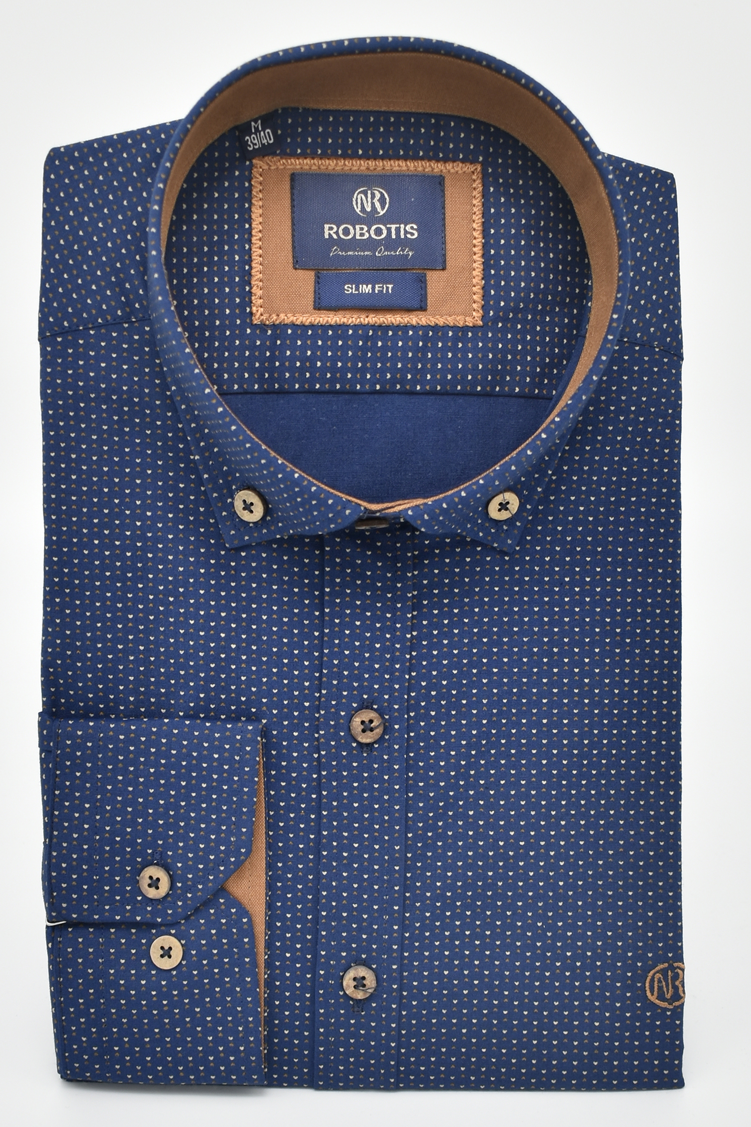 ΠΟΥΚΑΜΙΣΟ ΒΑΜΒΑΚΕΡΟ SLIM FIT ΜΠΛΕ